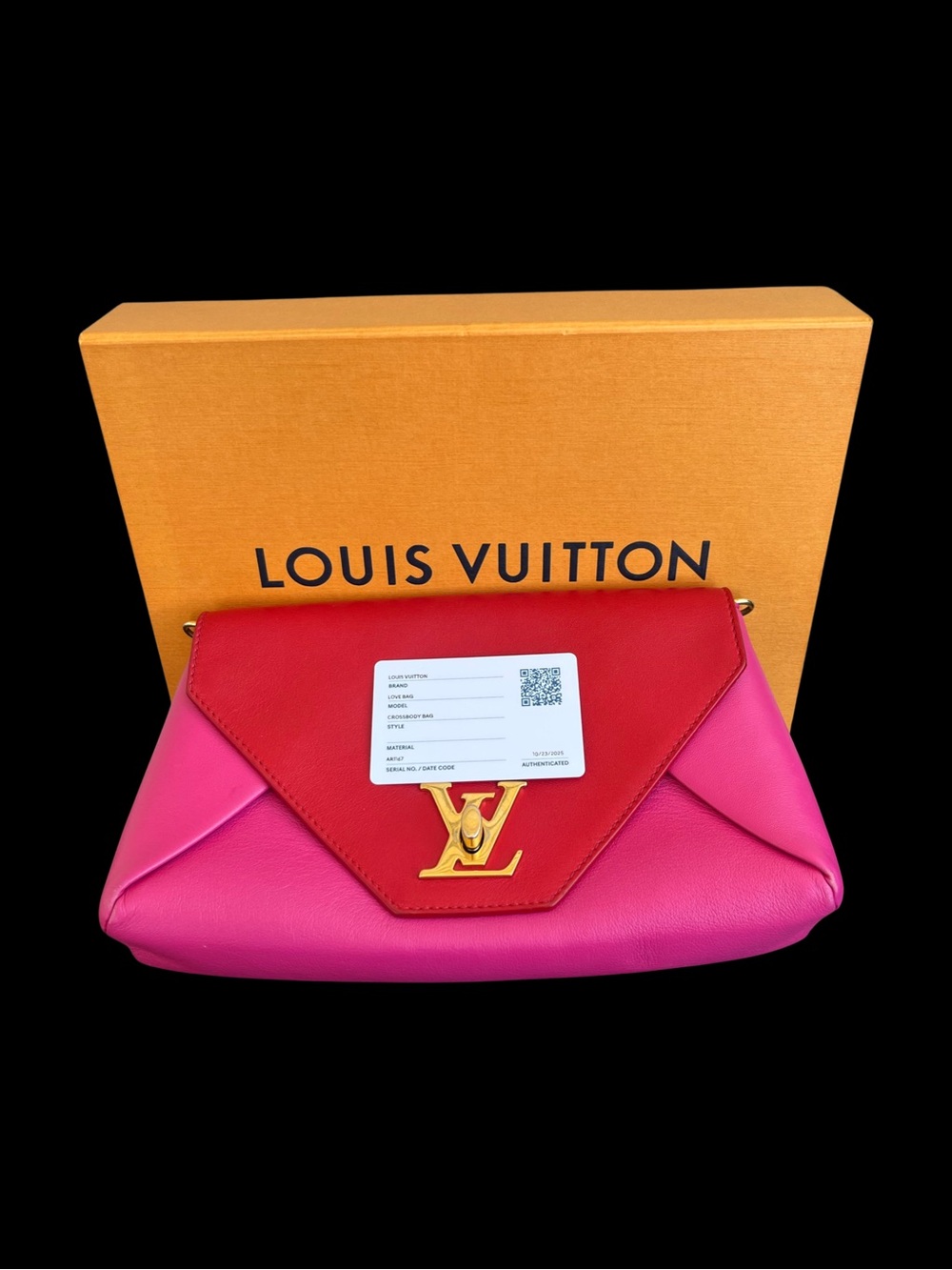 Louis Vuitton Love Note Bi-Color Red Pink Leather Crossbody Bag Auth - Picture 6 of 11